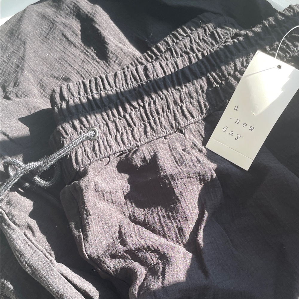 a new day wide leg black drawstring pants with pockets NWT
